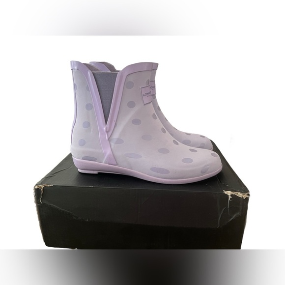 London Fog Women’s Piccadilly Rain Boots in Purple Polka Dot in size 6 - Picture 4 of 8